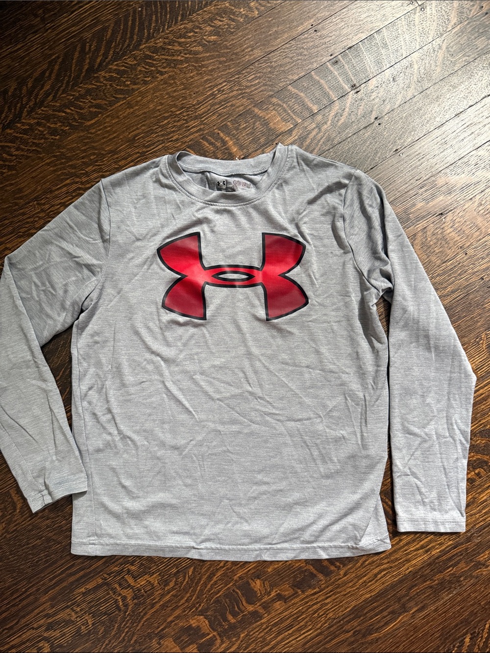 Under Armour Gray Long Sleeve Tee with Red Logo